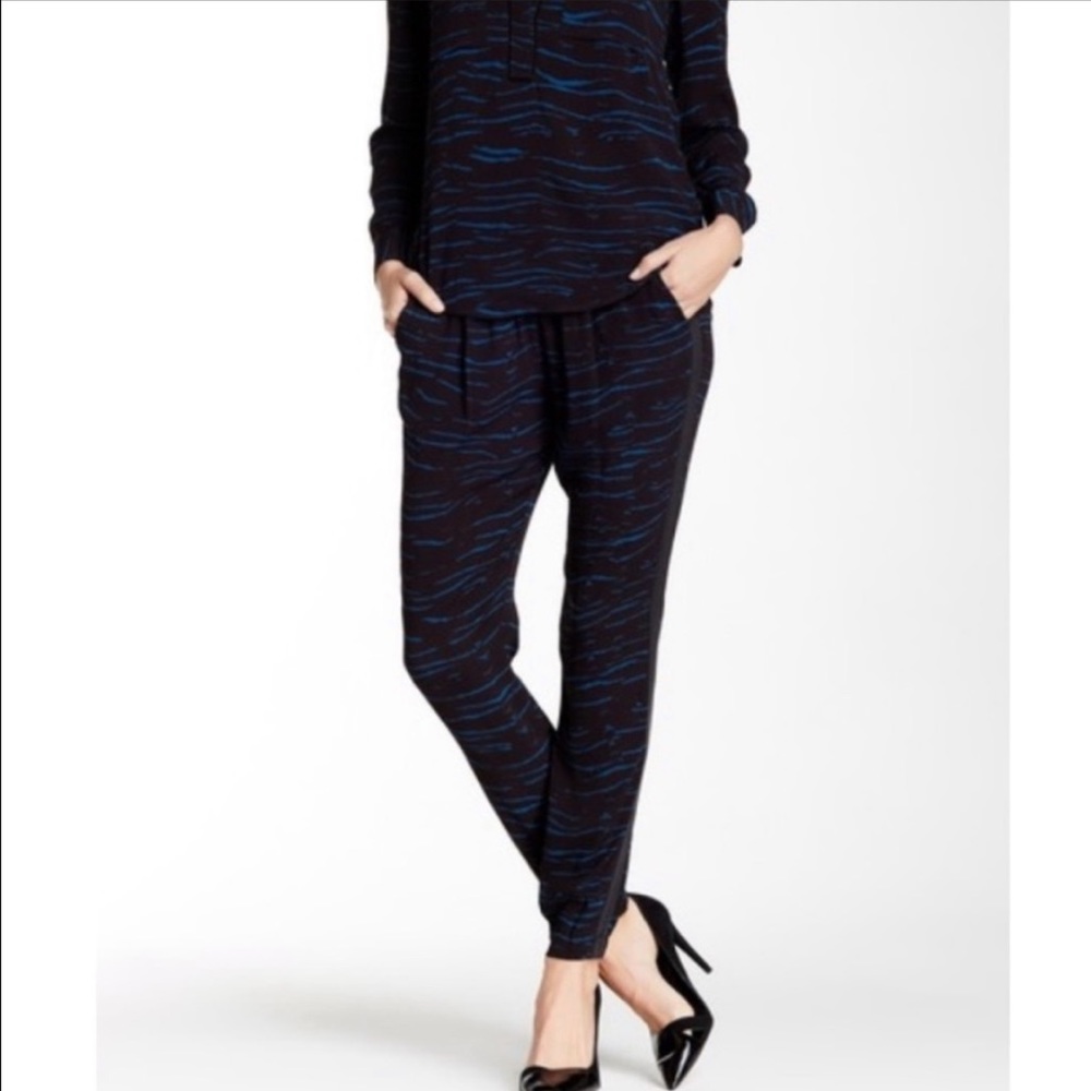 Rebecca Taylor Blue Stripe Tiger Pants Joggers Pull On